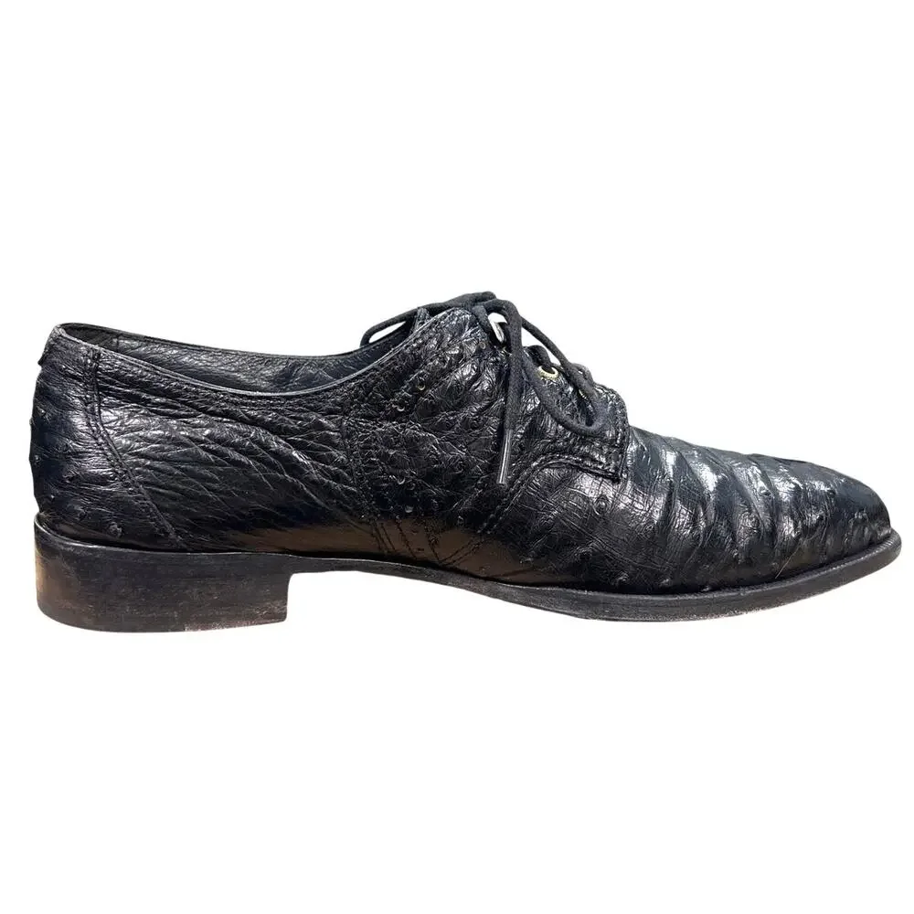Vintage David Eden Men’s Black Full Quill Ostrich Derby’s Size 9.5 D